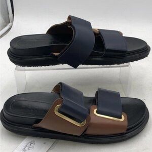 Marni Black and Brown Sandals with Gold Accent